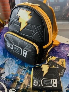 Bundle - Loungefly Black Adam Cosplay Mini Backpack with matching wallet